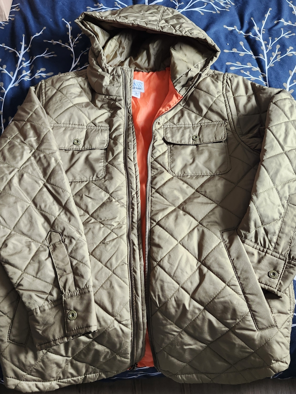 Old Navy Quilted Hooded Jacket with Orange Lining